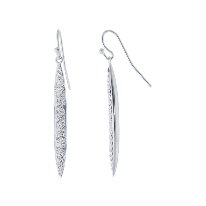 Sparkle Allure Crystal Thin Marquis Silver Plated Drop Earrings