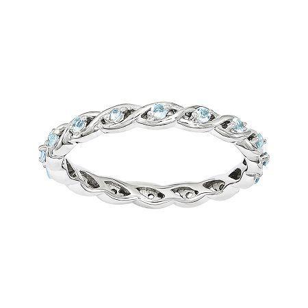 Personally Stackable Genuine Blue Topaz Twisted Eternity Ring