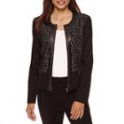 Liz Claiborne Long-sleeve Ponte Zip-front Jacket - Petite