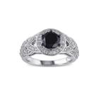 Midnight Black Diamond 2 Ct. T.w. White And Color-enhanced Black Diamond Engagement Ring