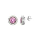 Lab-created Pink Sapphire & White Sapphire Sterling Silver Stud Earrings
