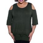 Kaily K. 3/4 Sleeve Cold Shoulder Pullover - Plus