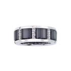 1/6 Ct. T.w. Diamond Black Ceramic And Sterling Silver Buckle Band