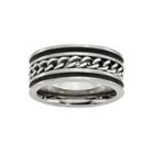 Mens 10mm Stainless Steel & Black Ip-plated Wedding Band