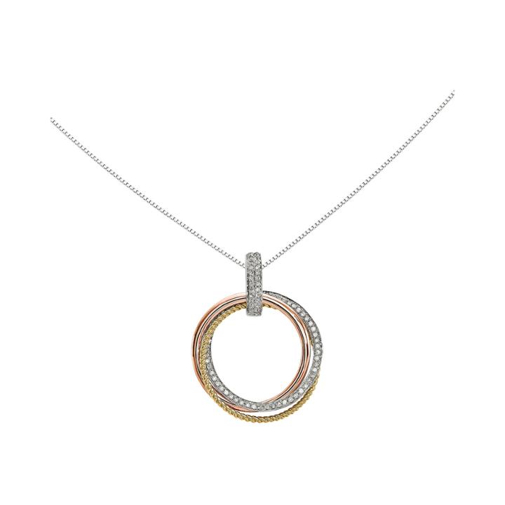 1/6 Ct. T.w. Diamond 14k Tri-color Gold Moveable Circle Pendant Necklace