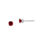4mm Round Lab-created Ruby Earring In 14k White Gold