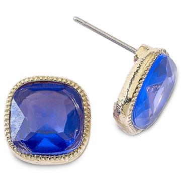 Monet Faceted Tanzanite Button Earrings