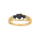 Lab-created Sapphire And Diamond-accent 3-stone Heart Ring