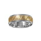 Mens 7mm 10k Two-tone Gold Wedding Band