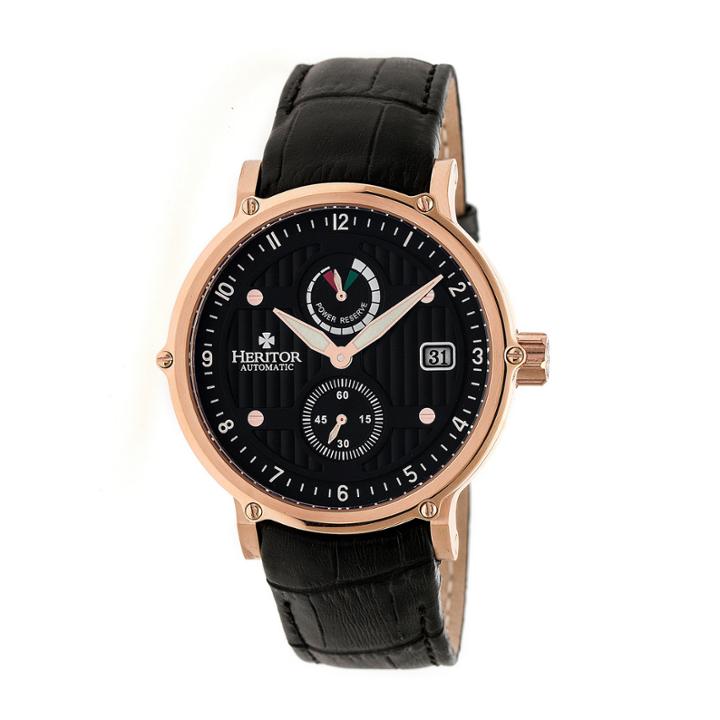Heritor Leopold Mens Black Strap Watch-herhr4707