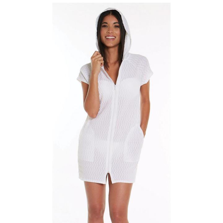 Jordan Taylor Braid Chevron Shrt Slve Zip Front Hoodie