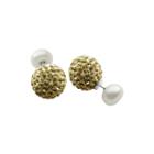Cultured Freshwater Pearl And Champagne Crystal Front-to-back Earrings