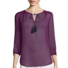 St. John's Bay Long-sleeve Tie-front Pleated Peasant Blouse