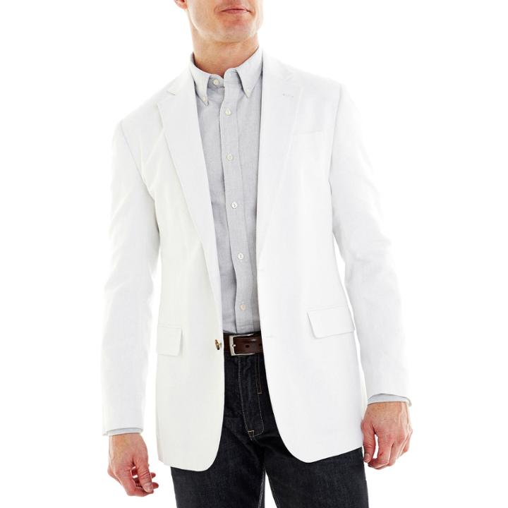 Stafford Linen Cotton White Sport Coat-slim