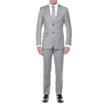 Verno Men's Grey Wool Classic Fit 100% Wool Single Breast Three-piece Suit