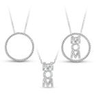 Sterling Silver 3-in-1 Cubic Zirconia Circle Mom Necklace