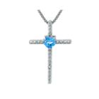 Genuine Blue Topaz And Diamond-accent Sterling Silver Cross And Heart Pendant Necklace