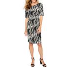 Connected Apparel Elbow Sleeve Abstract Sheath Dress