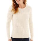 St. John's Bay Long-sleeve Cable Crewneck Sweater