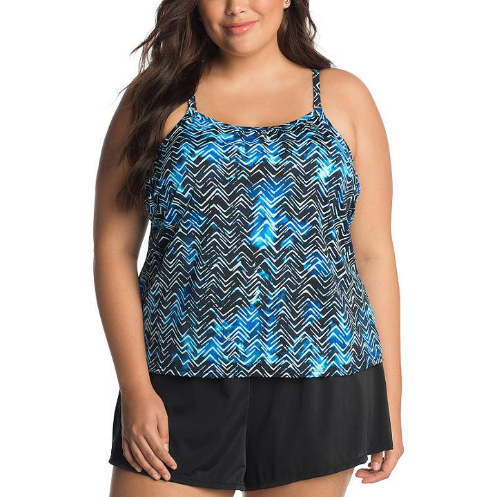 Trimshaper Control Waves One Piece Swimsuit Plus