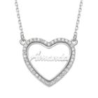 Personalized Womens Simulated White Cubic Zirconia Sterling Silver Pendant Necklace