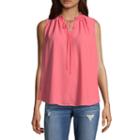 A.n.a Ana Sleeveless Tie Neck Top Sleeveless Keyhole Neck Woven Blouse