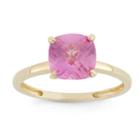 Womens Sapphire Pink 10k Gold Square Cocktail Ring