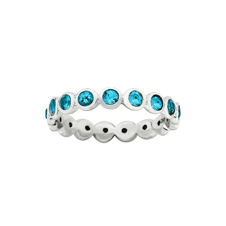 Personally Stackable December Blue Crystal Sterling Silver Eternity Ring