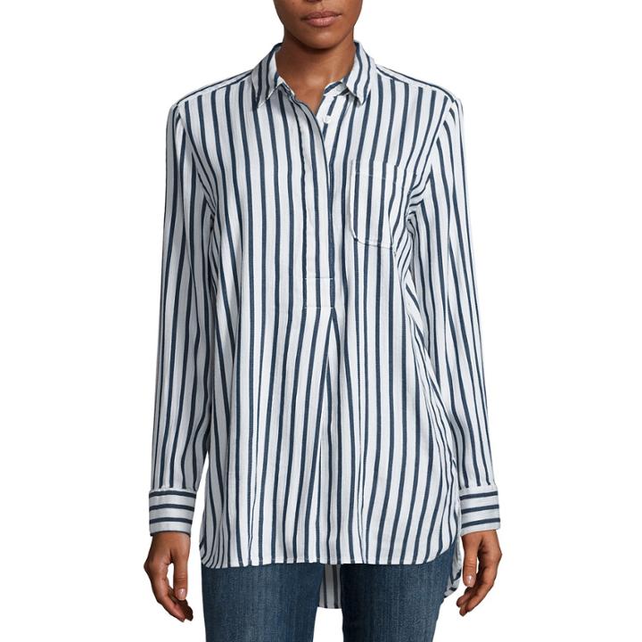 Liz Claiborne Long Sleeve Woven Stripe Blouse