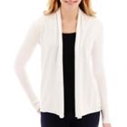 Stylus&trade; Long-sleeve Flyaway Cardigan Sweater- Petite