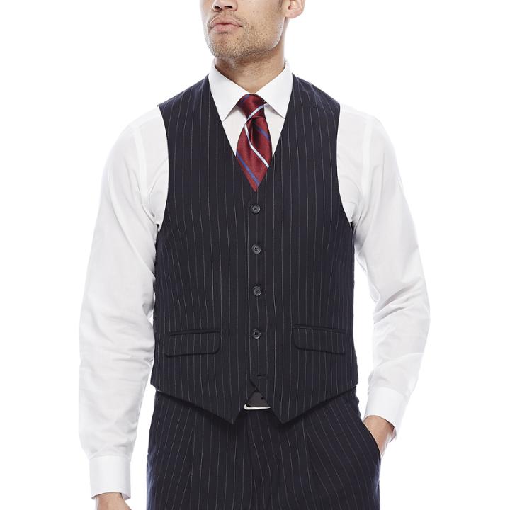Steve Harvey Navy Striped Suit Vest