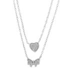Diamonart Womens 1/3 Ct. T.w. White Cubic Zirconia Bow Pendant Necklace