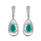 1/3 Ct. T.w. Genuine Green Emerald 10k White Gold Drop Earrings