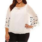 Alyx 3/4 Sleeve Bell Sleeve Peasant Top Plus