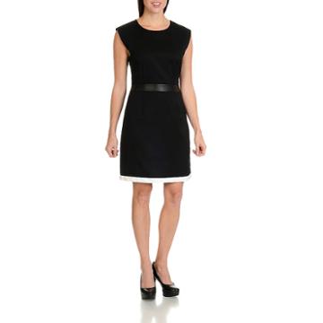 Harve Benard Black Faux Leather Trim Dress