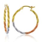 14k Tri-color Gold 25mm Hoop Earrings