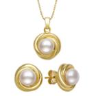Womens 2-pack White Pearl Gold Over Silver Jewelry Set