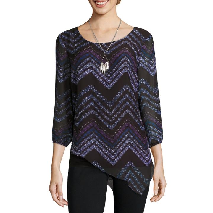 Alyx Short Sleeve Scoop Neck Chiffon Blouse