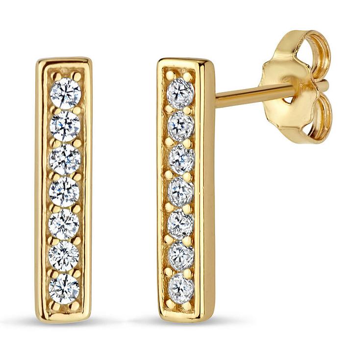 Diamonart White Cubic Zirconia 18k Gold Over Silver 13mm Stud Earrings