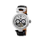 Heritor Automatic Ganzi Mens Leather Day & Date-silver Watches