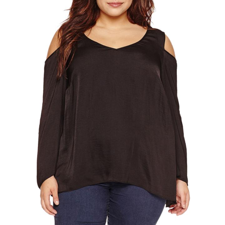 Bisou Bisou Long Sleeve Woven Blouse-plus