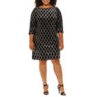 Jessica Howard 3/4 Sleeve Diamond Shift Dress-plus