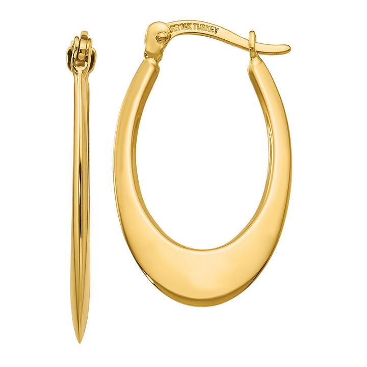 14k Gold 11mm Oval Hoop Earrings