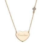 Personalized Womens Diamond Accent Genuine White Diamond 14k Gold Over Silver Heart Pendant Necklace