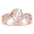 Womens 1/4 Ct. T.w. Genuine Morganite Pink 10k Gold Pear Bypass Ring