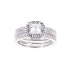 Diamonart Cubic Zirconia Sterling Silver Engagement Ring With Enhancer