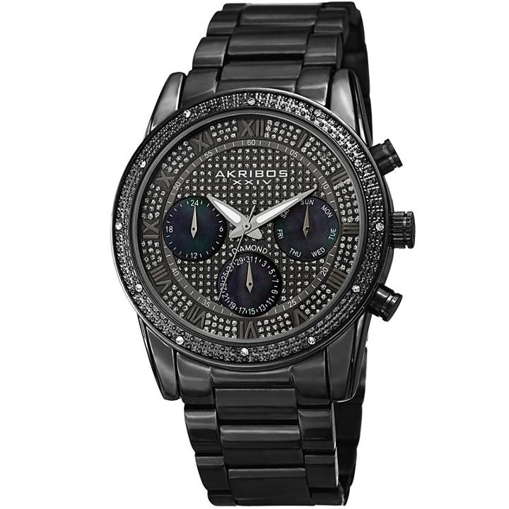 Akribos Xxiv Mens Black Strap Watch-a-1040bk