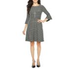 Alyx 3/4 Sleeve Stripe Fit & Flare Dress