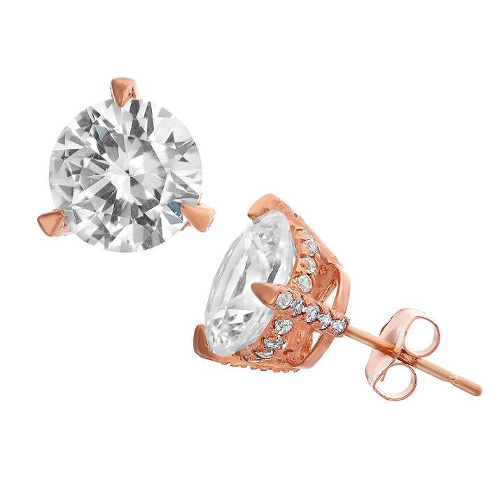 Lab Created White Sapphire 14k Rose Gold 7.8mm Stud Earrings
