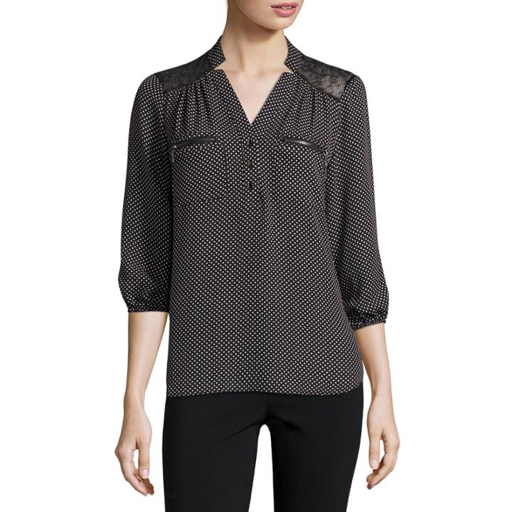 Hollywould Long-sleeve Zip-pocket Blouse - Juniors